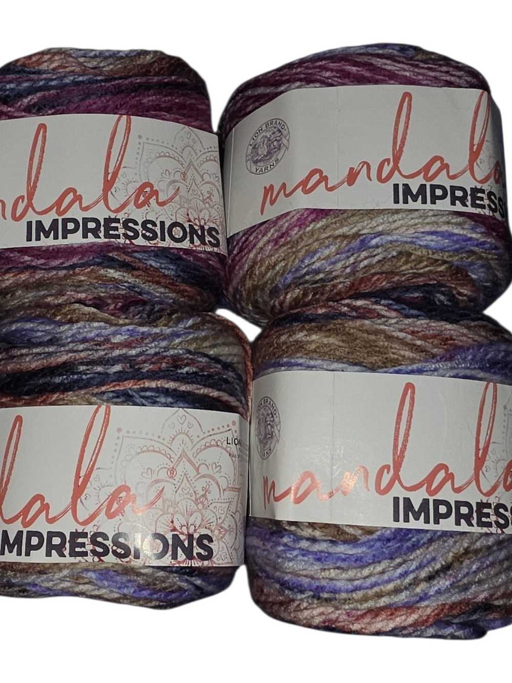 Lion Brand Mandala Impressions Very Berry Yarn Lot of 4 Bulky #5 HTF